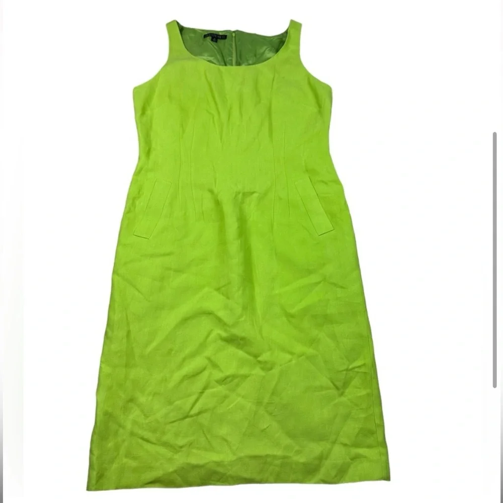 LAFAYETTE 148 NEW YORK: Green Sleeveless Midi Linen Dress &  Blazer Set -size 14